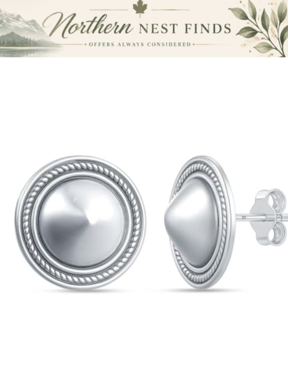 925 Sterling Silver Two-Tone Antique Filigree Stud Earrings